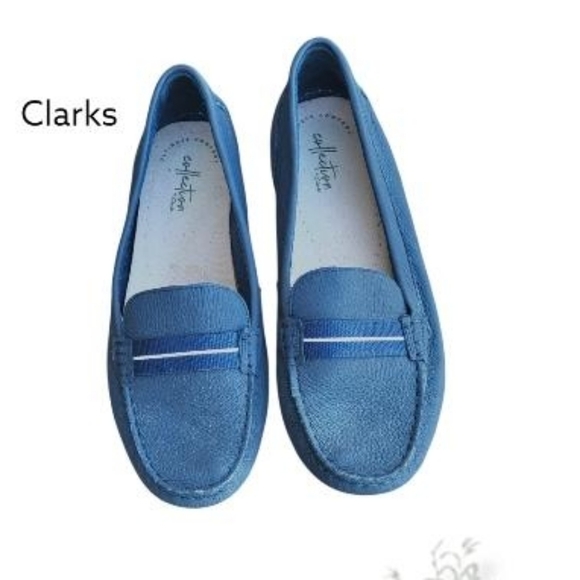 Clarks Leather Dameo Vine Navy Blue Driver Moccasin Loafer Flat Shoe Women 10 - Picture 5 of 9